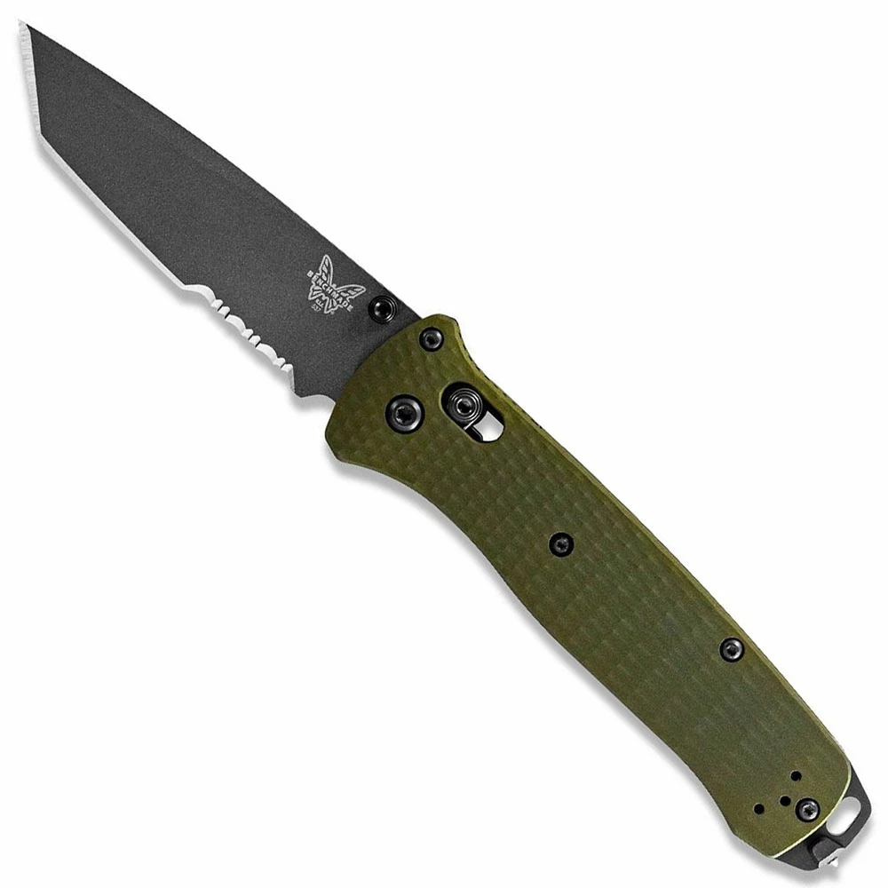 Benchmade Knives Benchmade Bailout 537SGY-1 Knife - Part Serrated Gray M4 Tanto - Woodland Green Aluminum - AXIS Lock Folder - USA Made 3 Benchmade Knives Benchmade Bailout 537SGY-1 Knife - Part Serrated Gray M4 Tanto - Woodland Green Aluminum - AXIS Lock Folder - USA Made