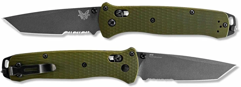 Benchmade Knives Benchmade Bailout 537SGY-1 Knife - Part Serrated Gray M4 Tanto - Woodland Green Aluminum - AXIS Lock Folder - USA Made 4 Benchmade Knives Benchmade Bailout 537SGY-1 Knife - Part Serrated Gray M4 Tanto - Woodland Green Aluminum - AXIS Lock Folder - USA Made - Image 2