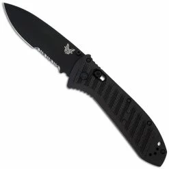 Benchmade Knives Benchmade Presidio II Ultra Knife 570SBK-1 - Black Part Serrated S30V Drop Point - Black CF Elite - AXIS Lock Folder - USA Made