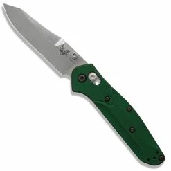 Benchmade Knives Benchmade Mini Osborne 945 Knife - Warren Osborne - Satin S30V Reverse Tanto - Green Aluminum - AXIS Lock Folder - USA Made