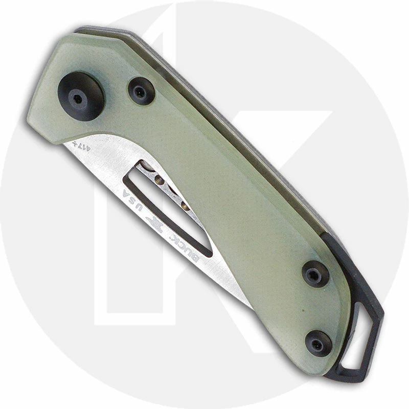 Buck Knives Buck 417 Budgie Knife 0417GRS - Compact EDC - Satin S35VN Drop Point - Green Natural G10 / Stainless Steel - Frame Lock - USA Made 4 Buck Knives Buck 417 Budgie Knife 0417GRS - Compact EDC - Satin S35VN Drop Point - Green Natural G10 / Stainless Steel - Frame Lock - USA Made - Image 2