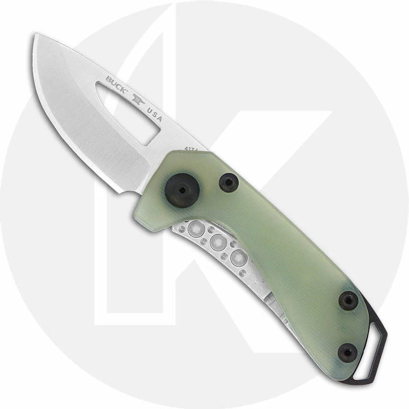 Buck Knives Buck 417 Budgie Knife 0417GRS - Compact EDC - Satin S35VN Drop Point - Green Natural G10 / Stainless Steel - Frame Lock - USA Made 3 Buck Knives Buck 417 Budgie Knife 0417GRS - Compact EDC - Satin S35VN Drop Point - Green Natural G10 / Stainless Steel - Frame Lock - USA Made
