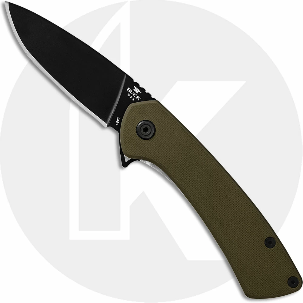 Buck Knives Buck 040 Onset Knife 0040GRS - Black Cerakote S45VN Drop Point - OD G10 - Frame Lock - Flipper Folder - USA Made 3 Buck Knives Buck 040 Onset Knife 0040GRS - Black Cerakote S45VN Drop Point - OD G10 - Frame Lock - Flipper Folder - USA Made
