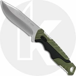 Buck Knives Buck Small Pursuit Fixed Blade 0658GRS - Drop Point - Black GFN And Green Versaflex Handle - Made In USA