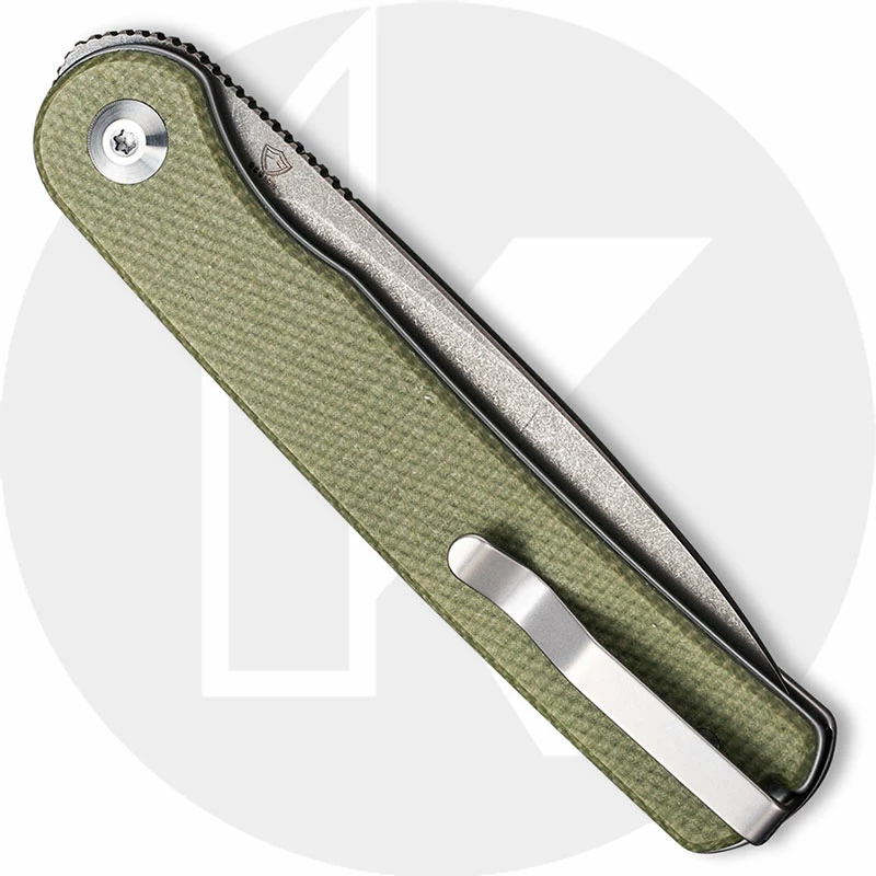 CIVIVI Knives CIVIVI Stylum Knife C20010B-B - Value Price EDC - Gray Stonewash Drop Point - Olive Micarta - Slip Joint - Front Flipper Folder 5 CIVIVI Knives CIVIVI Stylum Knife C20010B-B - Value Price EDC - Gray Stonewash Drop Point - Olive Micarta - Slip Joint - Front Flipper Folder - Image 3