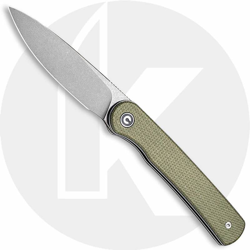 CIVIVI Knives CIVIVI Stylum Knife C20010B-B - Value Price EDC - Gray Stonewash Drop Point - Olive Micarta - Slip Joint - Front Flipper Folder 3 CIVIVI Knives CIVIVI Stylum Knife C20010B-B - Value Price EDC - Gray Stonewash Drop Point - Olive Micarta - Slip Joint - Front Flipper Folder