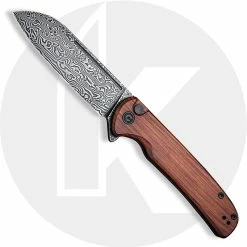 CIVIVI Knives CIVIVI Chevalier C20022-DS1 - Black Damascus - Cuibourtia Wood - Button Lock Flipper Folder