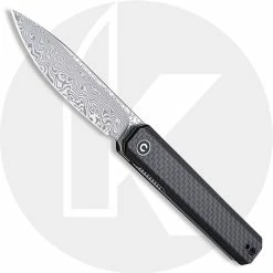 CIVIVI Knives CIVIVI Exarch Knife C2003DS-1 - Damascus Drop Point - Black G10 And Twill Carbon Fiber - Liner Lock - Front Flipper Folder