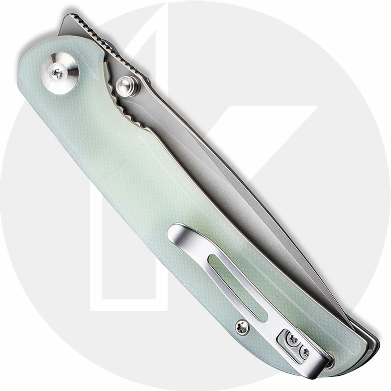 CIVIVI Knives CIVIVI Imperium Knife C2107A - Value Price EDC - Stonewash Nitro-V Drop Point - Natural G10 - Liner Lock - Front Flipper Folder - Image 3