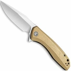 CIVIVI Knives CIVIVI Baklash Knife C801J - Satin 154CM Drop Point - Stonewash Brass - Liner Lock Flipper Folder