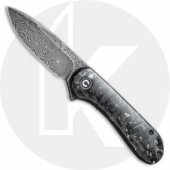 CIVIVI Knives CIVIVI Elementum C907C-DS2 - Black Damascus Drop Point - Shredded CF / Silvery Shred - Liner Lock Flipper Folder