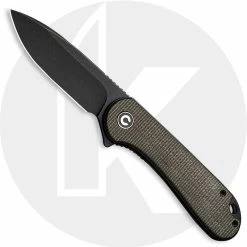 CIVIVI Knives CIVIVI Elementum Knife C907Z - Black Stonewash D2 Drop Point - Dark Green Micarta - Liner Lock Flipper Folder