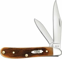 Case Knives Case Peanut Knife 17893 Sawcut Jig Barehead Amber Bone 6220SS
