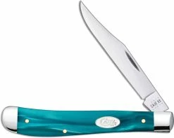 Case Knives Case Slimline Trapper Knife 18582 Aqua Kirinite SparXX 101048SS