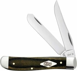 Case Knives Case Mini Trapper Knife 23472 - Green And Black Micarta - 10207SS