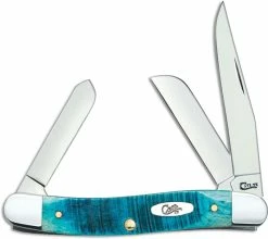 Case Knives Case Medium Stockman Knife 25597 Caribbean Blue Bone 6318SS