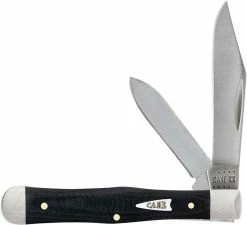 Case Knives Case Small Swell Center Jack Knife 27737 - Black Micarta - 10225 1 / 2SS