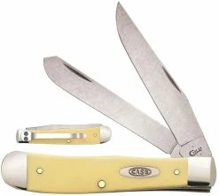 Case Knives Case Trapper With Clip 30114 Smooth Yellow Synthetic CV 3254CCV
