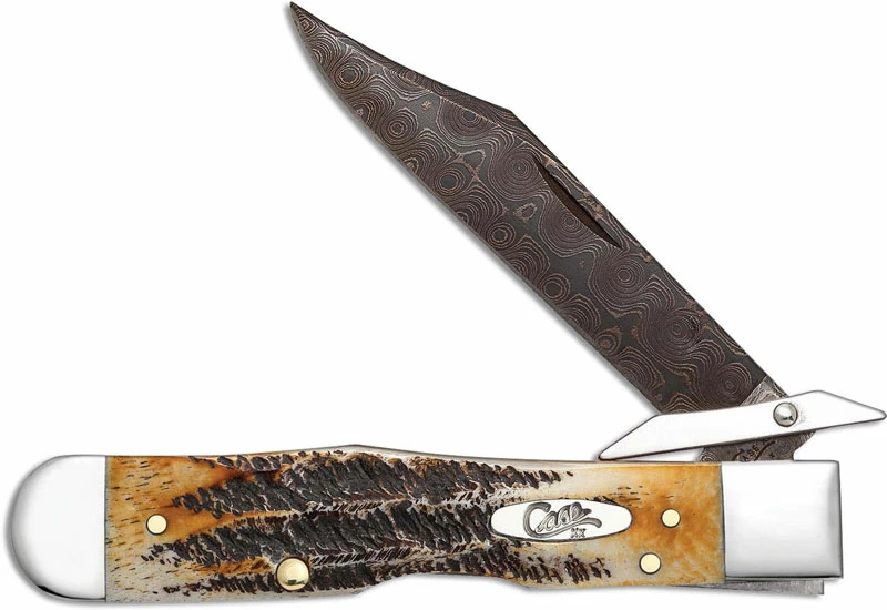 Case Knives Case Cheetah Knife 34801 Limited Damascus Blade BoneStag Handle 6.5111 1 / 2LDAM
