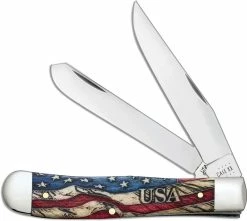 Case Knives Case Trapper Knife 36030 Vintage Flag Embellished Smooth Natural Bone 6254SS