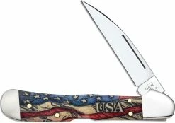 Case Knives Case CopperLock Knife 36033 Vintage Flag Embellished Smooth Natural Bone 61549WLSS