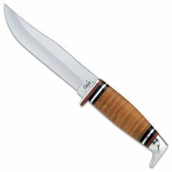 Case Knives: Case Hunting Knife, 5" Clip Blade With Leather Handle, CA-385
