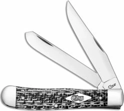 Case Knives Case Trapper Knife 38920 Black And White Carbon Fiber 10254SS