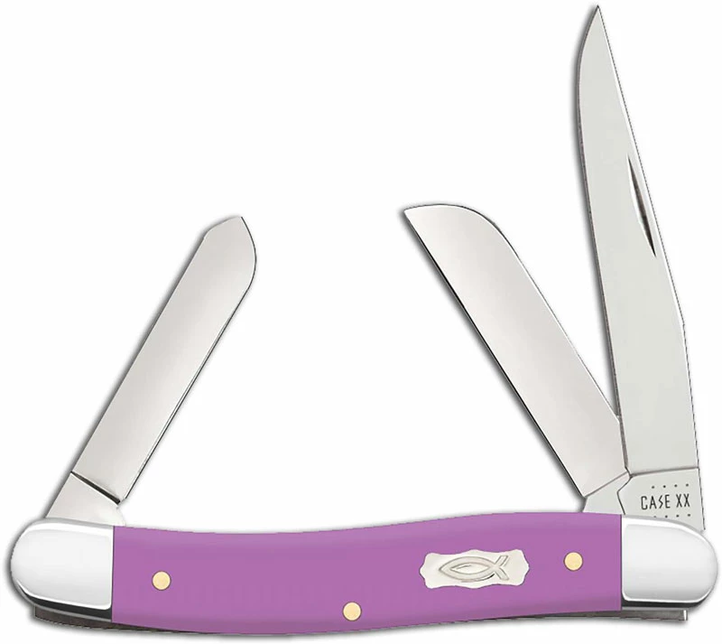 Case Knives Case Medium Stockman Knife 39162 Lilac Ichthus 4318SS 3 Case Knives Case Medium Stockman Knife 39162 Lilac Ichthus 4318SS