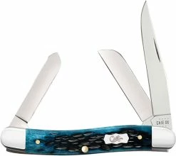 Case Knives Case Medium Stockman Knife 51851 - Pocket Worn Mediterranean Blue Bone - 6318SS