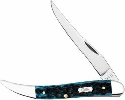 Case Knives Case Medium Texas Toothpick Knife 51855 - Pocket Worn Mediterranean Blue Bone - 610094SS