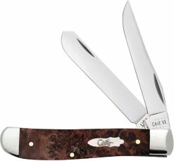 Case Knives Case Mini Trapper Knife 64062 - Brown Maple Burl Wood - 7207SS