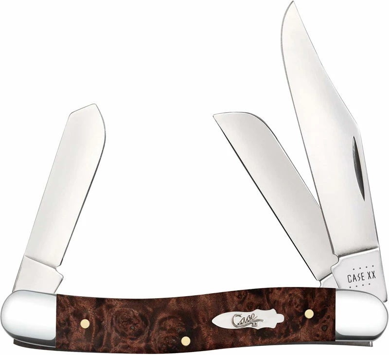 Case Knives Case Stockman Knife 64065 - Brown Maple Burl Wood - 7347SS 3 Case Knives Case Stockman Knife 64065 - Brown Maple Burl Wood - 7347SS