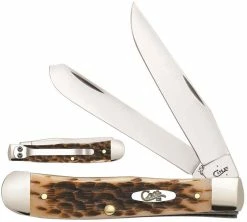 Case Knives Case Trapper With Clip 06540 Amber Bone SS 6254CSS