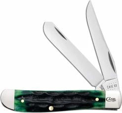 Case Knives Case Mini Trapper Knife 75834 - Hunter Green Bone - 6207SS