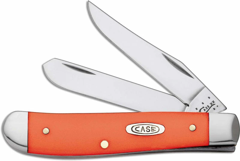 Case Knives Case Mini Trapper Knife, Smooth Orange Synthetic, CA-80505 3 Case Knives Case Mini Trapper Knife, Smooth Orange Synthetic, CA-80505