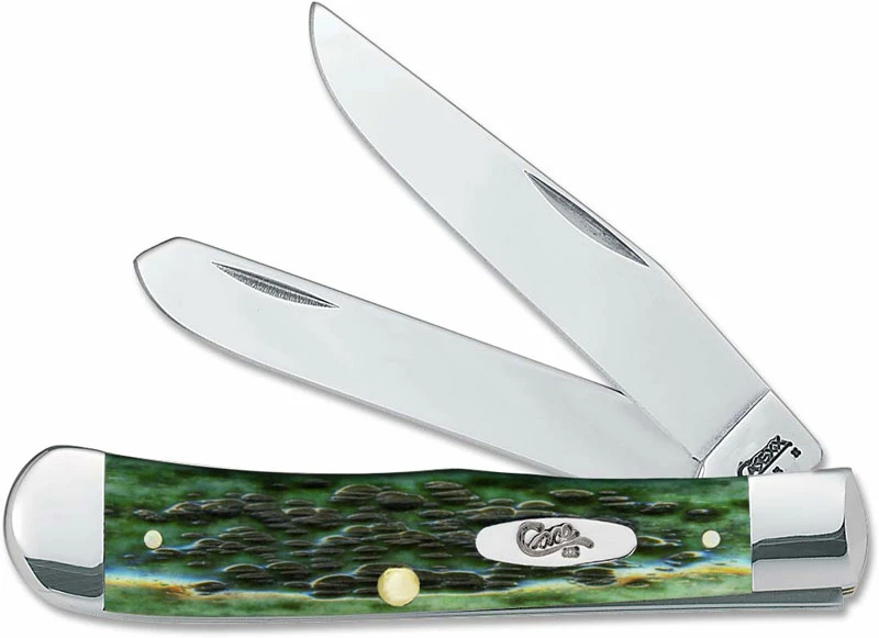Case Knives: Case Pocket Worn Bermuda Green Trapper, CA-9720 3 Case Knives: Case Pocket Worn Bermuda Green Trapper, CA-9720