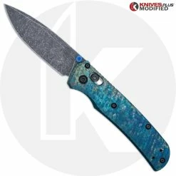 Benchmade Knives MODIFIED Benchmade Bugout 535 Knife + Acid Stonewash Blade + AWT Archon Custom Anodized Scales
