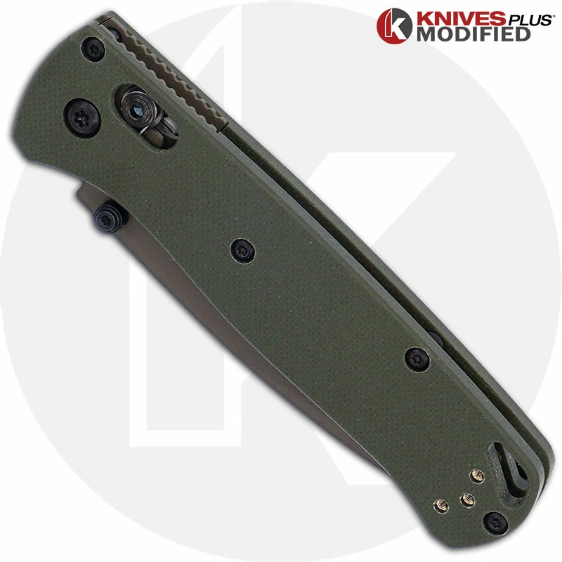 Benchmade Knives MODIFIED Benchmade Bugout 535 Knife + KP OD Green G10 Scales + KP Black Thumbstud & Standoffs + Magpul FDE Cerakote - Image 2