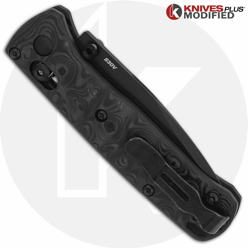 Benchmade Knives MODIFIED Benchmade Mini Bugout 533BK Knife + KP Contoured Damascus Pattern Carbon Fiber Scales 6 Benchmade Knives MODIFIED Benchmade Mini Bugout 533BK Knife + KP Contoured Damascus Pattern Carbon Fiber Scales - Image 4