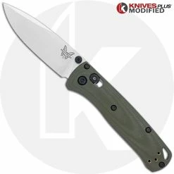 Benchmade Knives MODIFIED Benchmade Mini Bugout 533 Knife + KP Contoured OD Green G10 Scales + KP Black Thumbstud & Standoffs