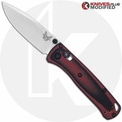 Benchmade Knives MODIFIED Benchmade Mini Bugout 533 Knife + KP Contoured Black / Red G10 Scales + KP Black Thumbstud & Standoffs