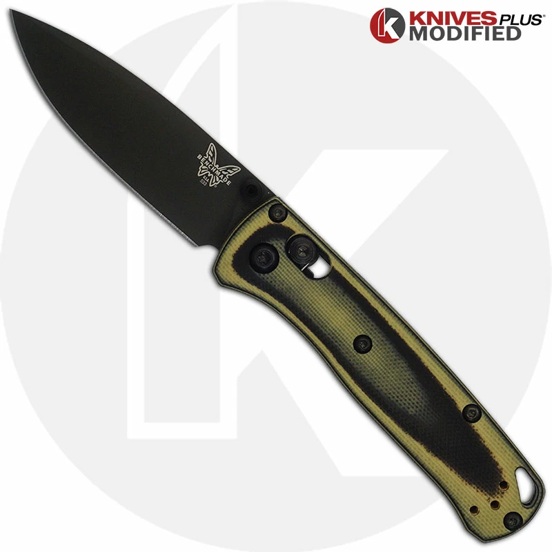 Benchmade Knives MODIFIED Benchmade Mini Bugout 533BK Knife + KP Contoured Black / Chrome Yellow G10 Scales 3 Benchmade Knives MODIFIED Benchmade Mini Bugout 533BK Knife + KP Contoured Black / Chrome Yellow G10 Scales