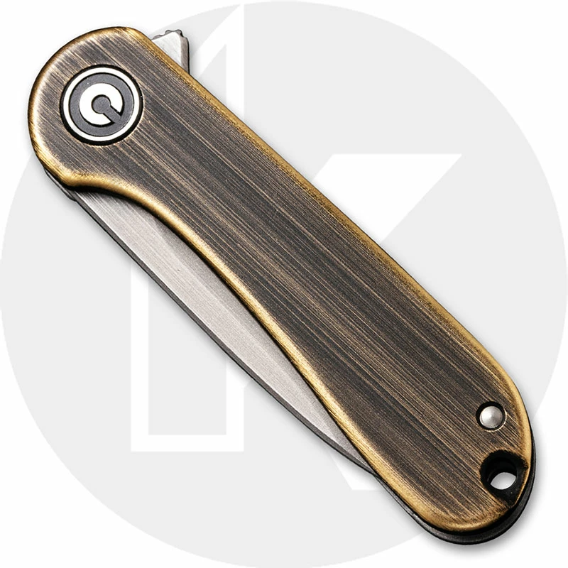 CIVIVI Knives CIVIVI Mini Elementum C18062Q-1 - Gray 14C28N - Black Hand Rub Brass And Gray Steel - Frame Lock - Flipper Folder - Key Ring 4 CIVIVI Knives CIVIVI Mini Elementum C18062Q-1 - Gray 14C28N - Black Hand Rub Brass And Gray Steel - Frame Lock - Flipper Folder - Key Ring - Image 2