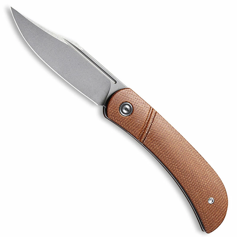 CIVIVI Knives CIVIVI Appalachian Drifter C2015A - Gray Stonewash S35VN Clip Point - Brown Micarta - Slip Joint Folder