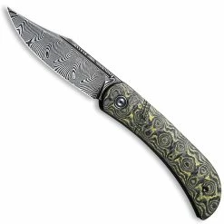 CIVIVI Knives CIVIVI Appalachian Drifter C2015DS-3 - Black Damascus Clip Point - Layered Yellow G10 / Rose Pattern CF - Slip Joint Folder