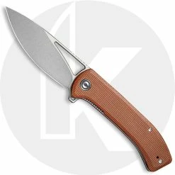 CIVIVI Knives CIVIVI Riffle C2024A - Gray Stonewash 14C28N Drop Point - Brown Micarta - Liner Lock Flipper Folder