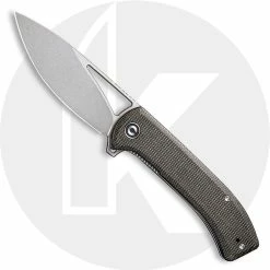 CIVIVI Knives CIVIVI Riffle C2024C - Gray Stonewash 14C28N Drop Point - Dark Green Micarta - Liner Lock Flipper Folder