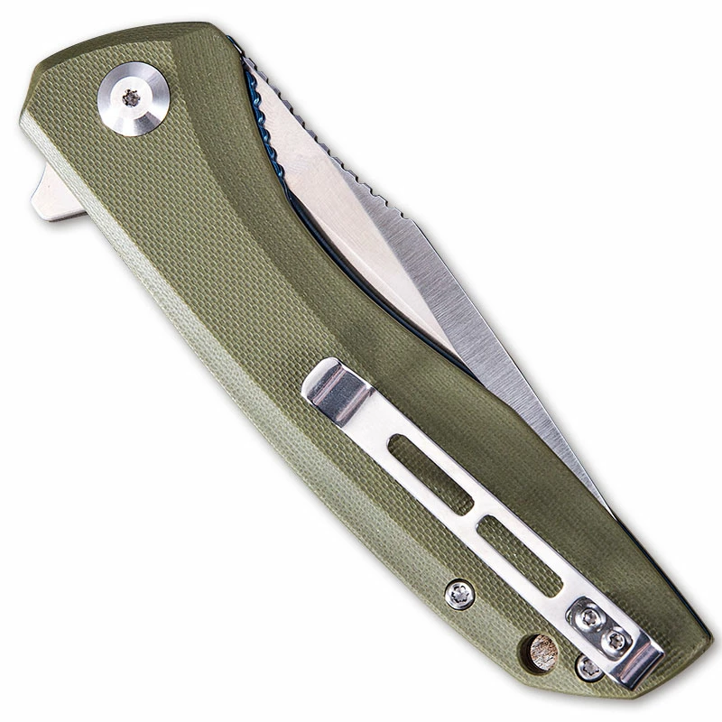 CIVIVI Knives CIVIVI Baklash Knife C801A - Satin Drop Point - Green G10 - Liner Lock Flipper Folder - Image 2