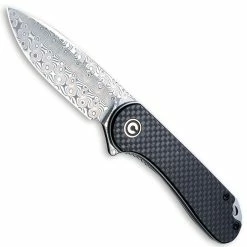 CIVIVI Knives CIVIVI Elementum Knife C907DS - Damascus Drop Point - Black G10 / Carbon Fiber - Liner Lock Flipper Folder